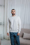Men Winter Pajama Set Off White T-shirt + Light blue x Black Checkered pant